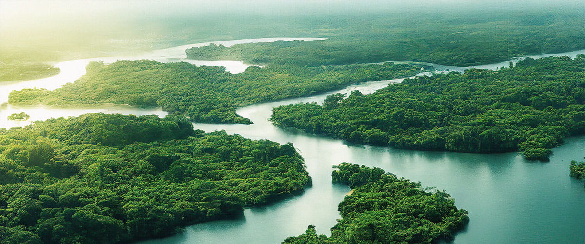 An aerial view over Gutan Lake, Panama